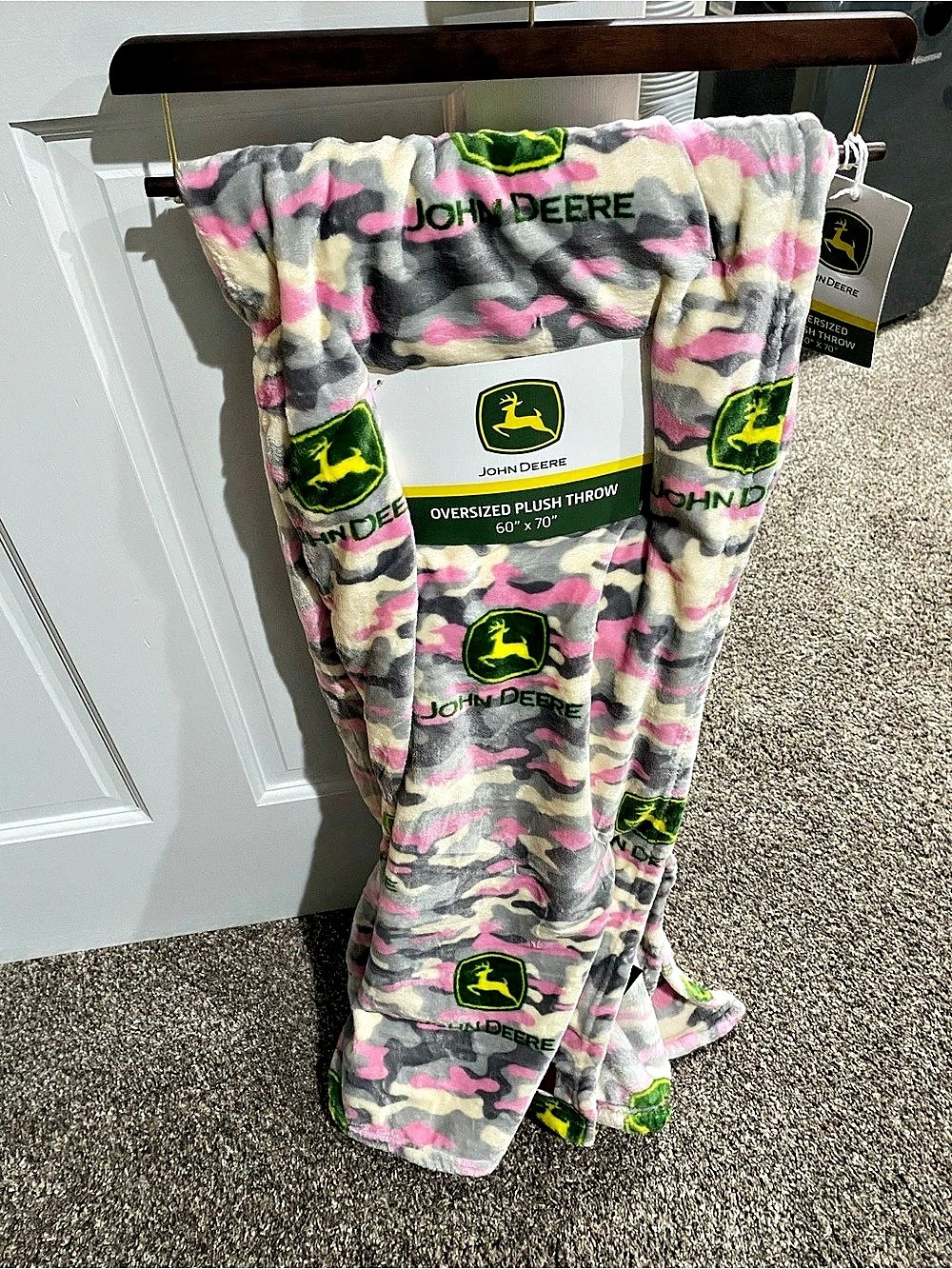 John Deere Oversized Plush Throw Blanket Pink Camo Blanket Pink & Gray Camo 60 x